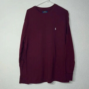 Polo Ralph Lauren XL long sleeve shirt cotton blend textured body smooth sleeve